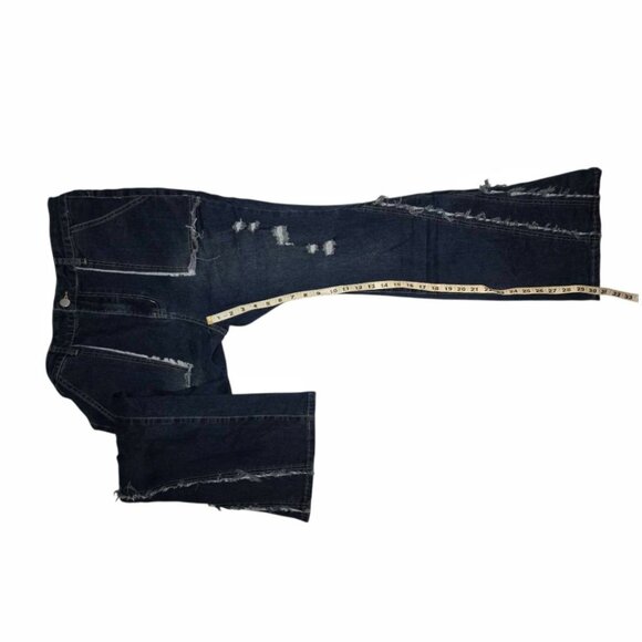 Shein 0XL Distressed Dark Denim Flares - Picture 7 of 11